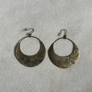 Silpada Sterling Silver Etched Flower Basket Large Dangle Earrings W2378